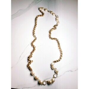 Vintage Necklace 90's Quiet Luxury Boho Chic Pearl Gold Long Wrap Necklace